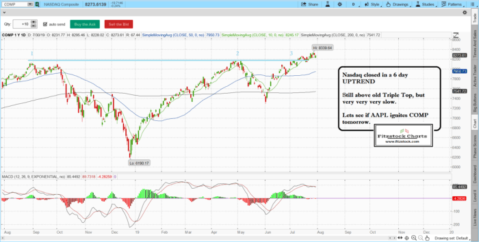 naz 9 700x354 - Slow 6 day uptrend. - The Daily close with notes 7/30/19